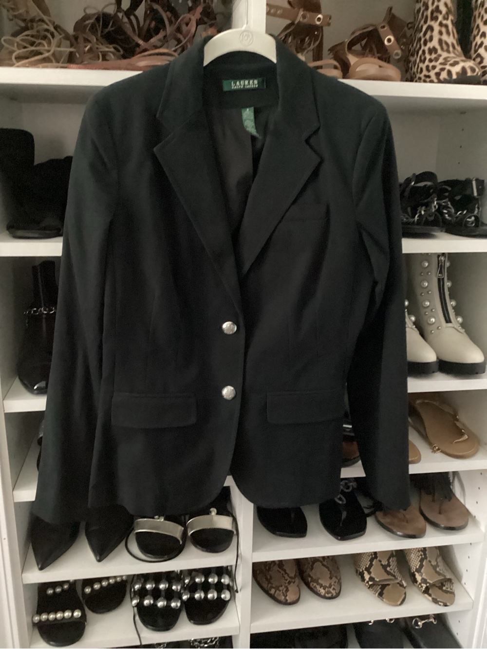 Lauren Ralph Lauren Black Single-Breasted Blazer with Silver Buttons